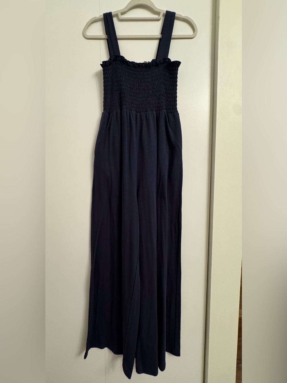 Roxy Navy Smocked Strap Jumpsuit